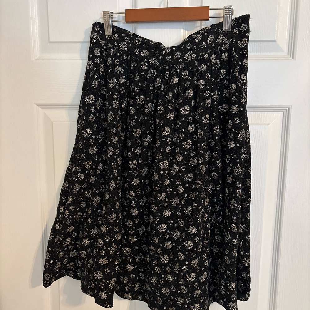 Mikarose Black and White A-Line Knee-Length Skirt